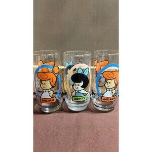 Lot of 3 Vintage 1986 Pizza hut Flintstones  Kids Glasses